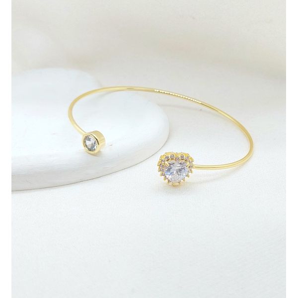 Bracelete Banhado a Ouro Coração Cravejado e Ponto de Luz