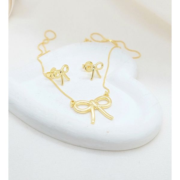 Conjunto Laço Banhado a Ouro