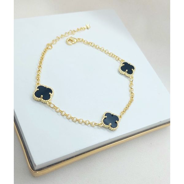Pulseira 3 Trevos Trevo Banhada a Ouro
