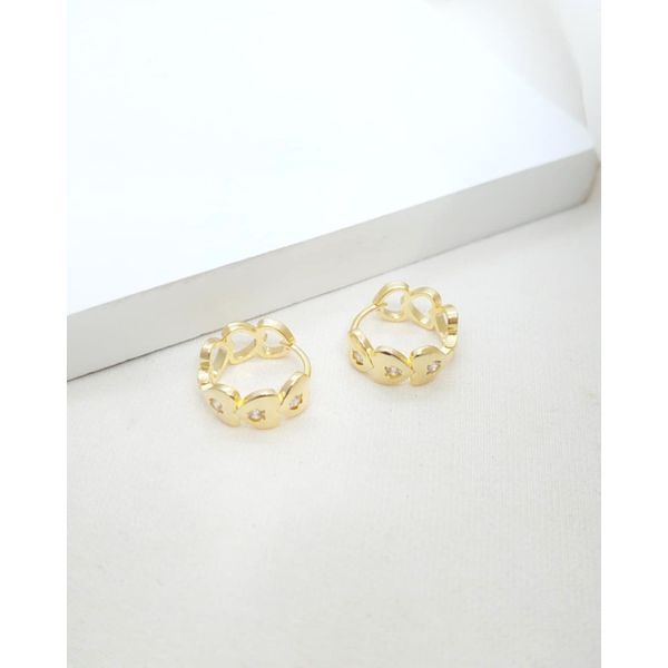 Brinco Argola Corações Banhado a Ouro 