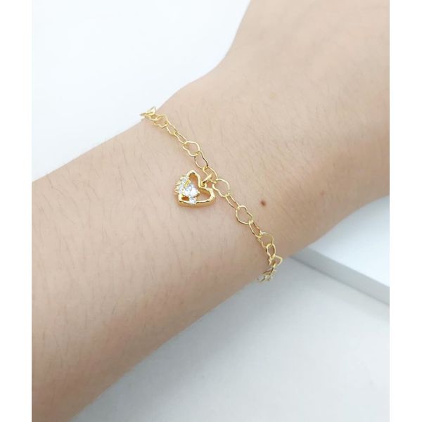 Pulseira Pingente Coração Banhada a Ouro 