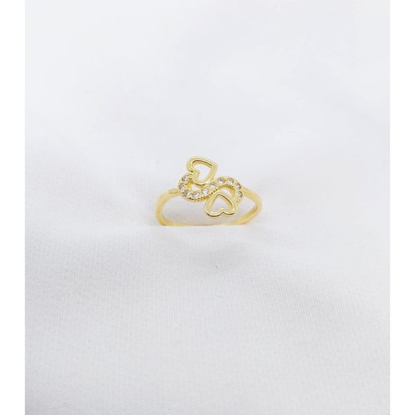 Anel Corações Banhado a Ouro