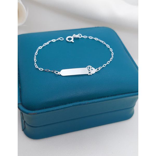 Pulseira Infantil Personalizável De Chapinha 14cm Em Prata 925
