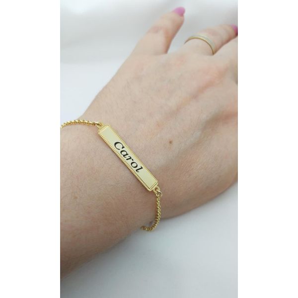 Pulseira Feminina para Adulto de Chapinha Personalizada Banhada a Ouro
