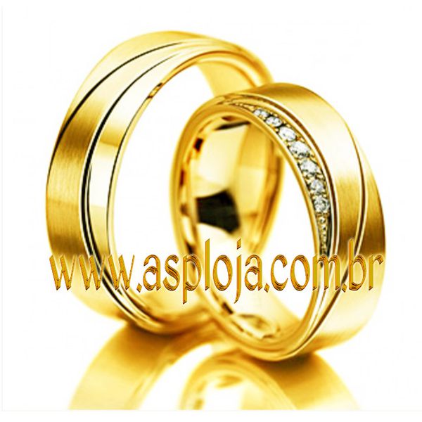 Aliança de casamento ou noivado onde os caminhos se cruzam ouro amarelo largura 6,0mm
