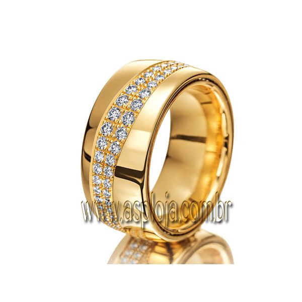 Aliança Casamento Ouro 18k Com Diamantes