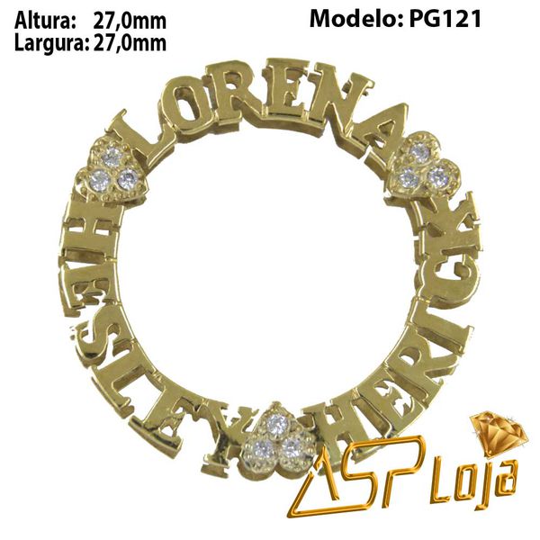 Pingente de Ouro 18K Mandala Com Nomes Personalizados