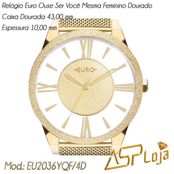 RLG-7616 - Relógio Euro Ouse Ser Você Mesma Feminino Dourado EU2036YQF-4D