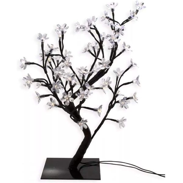 Árvore Cerejeira Com 48 Leds Preta Com Flores 40cm Branco Frio