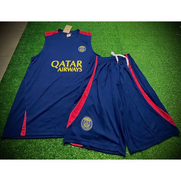 Conjunto De Treino Regata + Short PSG - Azul Marinho 22/23 (Detalhes vermelho)