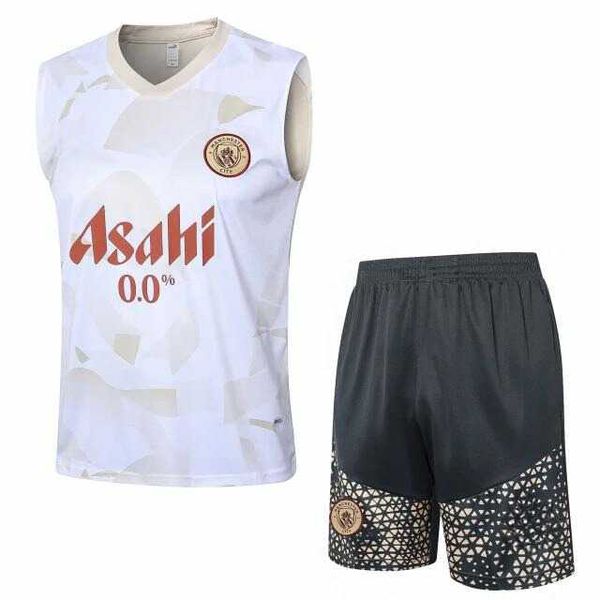 CONJUNTO TREINO REGATA + SHORT MANCHESTER CITY 2023/24 BEGE