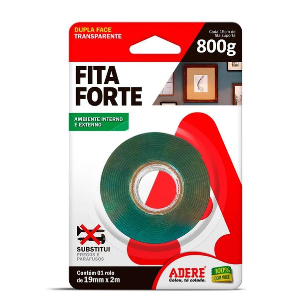 ADERE FITA DUPLA FACE TRANSPARENTE ADERMAX 19MM X 2M (800GR)