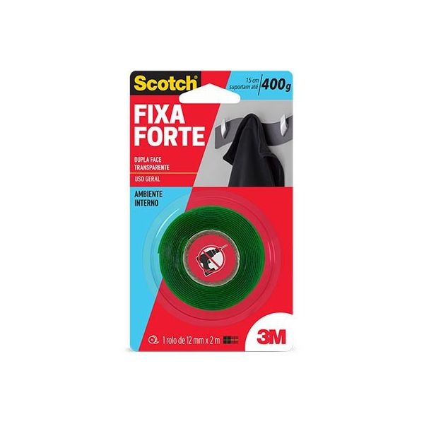 3M FITA DUPLA FACE TRANSPARENTE 12MM X 2MT (400G)