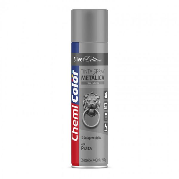 BASTON SPRAY CHEMICOLOR METALICA PRATA 400ML