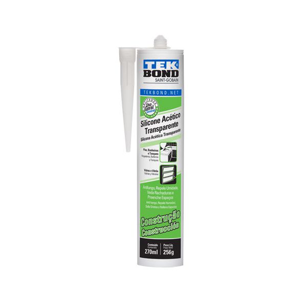 TEK BOND SILICONE ACETICO CONSTRUÇÃO INCOLOR 256G / 270ML