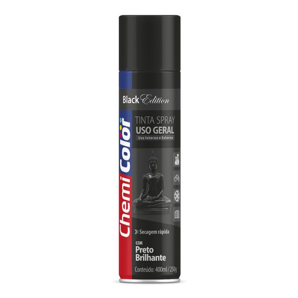 BASTON SPRAY CHEMICOLOR USO GERAL PRETO BRILHANTE 400ML