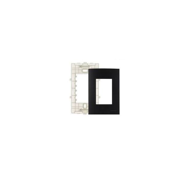 MARGIRIUS EBONY CLEAN PLACA + SUPORTE 4x2 3 POSTOS HORIZONTAL