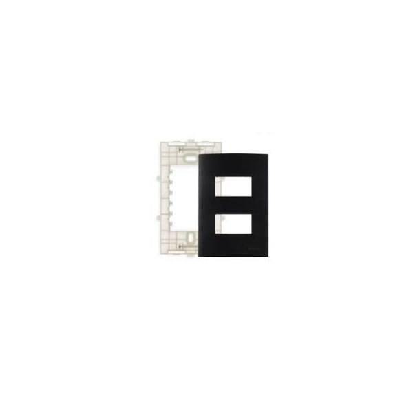 MARGIRIUS EBONY CLEAN SLEEK PLACA + SUPORTE 4X2 2 POSTOS