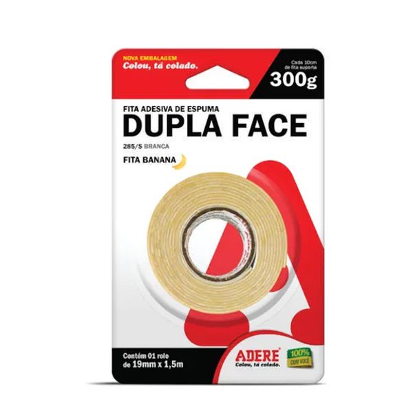 ADERE FITA DUPLA FACE ESPUMA 19MM X 1,50M