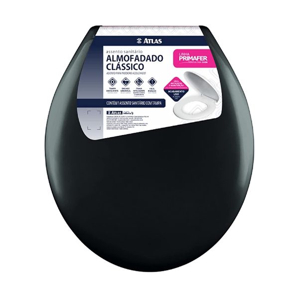 ATLAS ASSENTO ALMOFADADO CLÁSSICO PLÁSTICO PRETO 