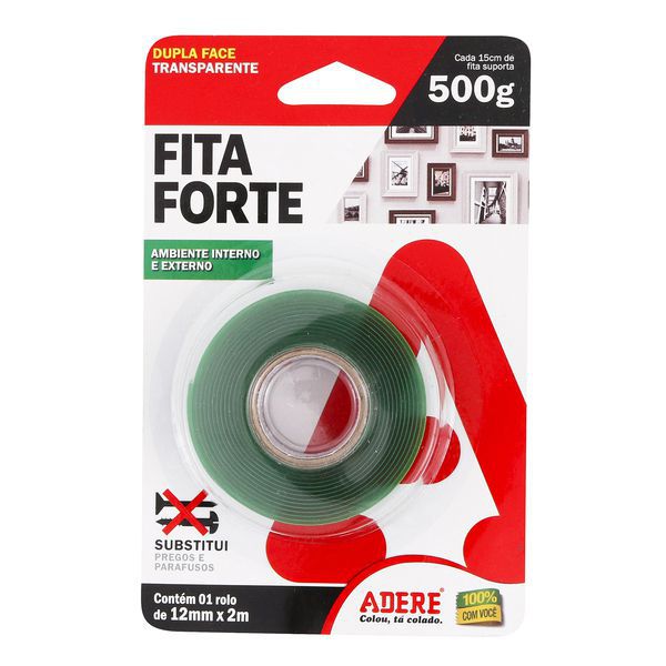 ADERE FITA DUPLA FACE TRANSPARENTE ADERMAX 12MM X 2M (500GR)