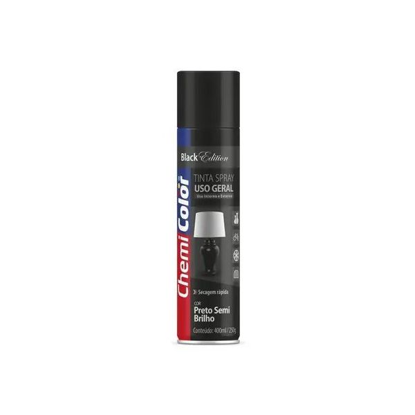 BASTON SPRAY CHEMICOLOR USO GERAL PRETO BRILHANTE 400ML