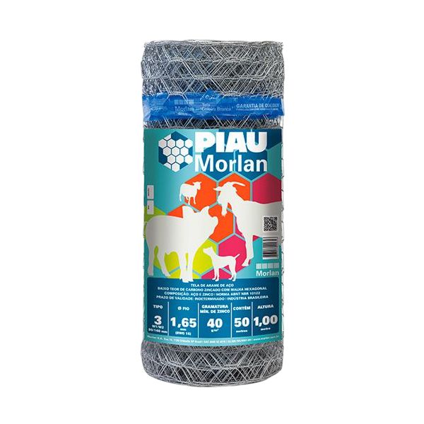 MORLAN TELA ARAME MANGUEIRÃO 3” FIO 16 X 1,00M X 50M