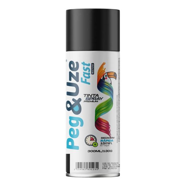 PEG&USE SPRAY USO GERAL PRETO BRILHANTE 300ML/130G