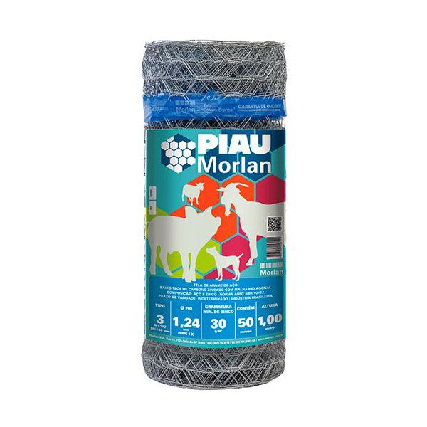 MORLAN TELA ARAME MANGUEIRÃO 3” FIO 18 X 1,00M X 50M