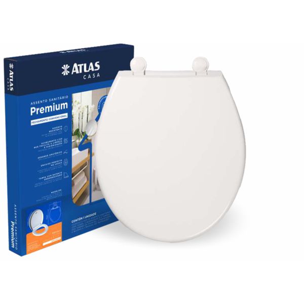 ATLAS ASSENTO SANITÁRIO PREMIUM OVAL BRANCO FECH. CONVENCIONAL