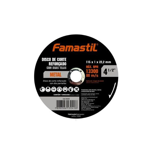 FAMASTIL DISCO DE CORTE METAL 4.1/2 X 1,0 X 22,2 (2T)