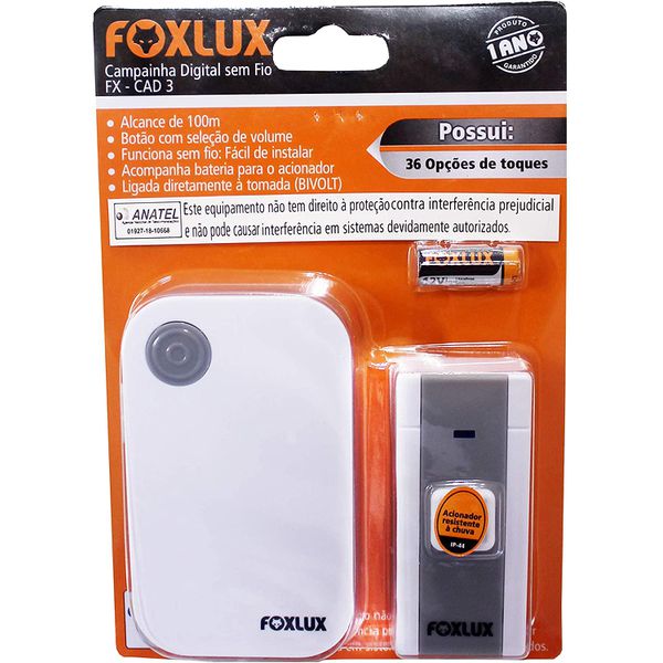 FOXLUX CAMPAINHA SEM FIO BIVOLT DING DONG