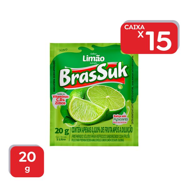 Refresco em Pó Brassuk Limão 20g - 15x20g