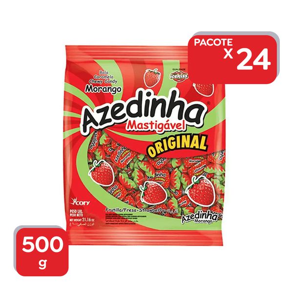 Bala Icekiss Mastigável Azedinha Morango 500g - 24x500g