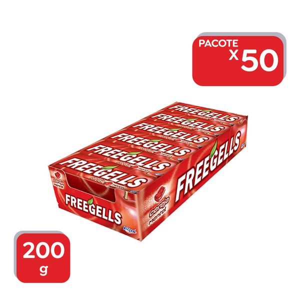 Bala Freegells Cereja Refrescante 200g - 50X200g