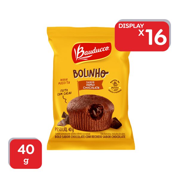 Bolinho Bauducco Duplo de Chocolate - 16x40g