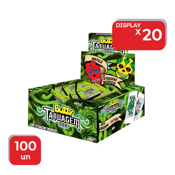 Chicle Buzzy Tatoo Tribal Hortelã Riclan - 1x90 Un.