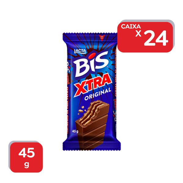 Chocolate Bis Xtra ao Leite Lacta - 24x45g