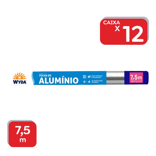 Papel Alumínio Wyda 45cm Pratic 7,5mts - 1x12 Un