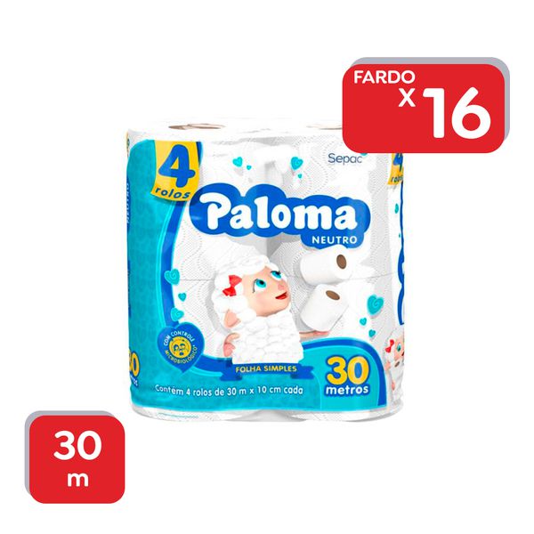 Papel Higiênico Paloma Folha Simples 30m - 16x4 Un