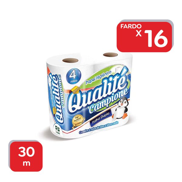 Papel Higiênico Qualité Folha Dupla 30m - 16x4 Un