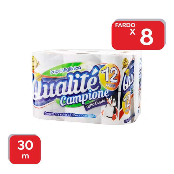 Papel Higiênico Qualité Cubo Folha Dupla 30m - 8x12 Un