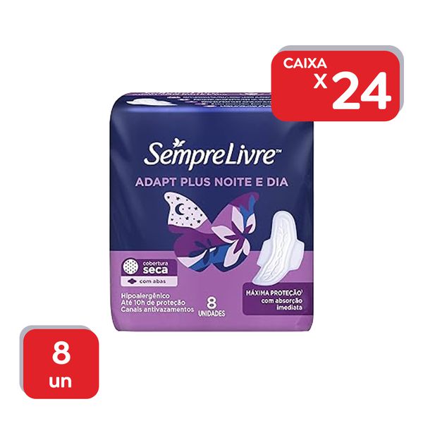 Absorvente Sempre Livre Noturno Seca Com Abas - 24x8 Un