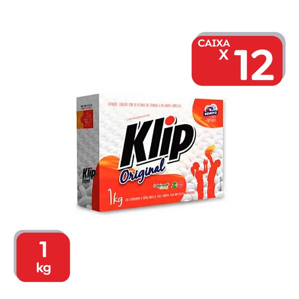 Lava Roupas Em Pó Klip 1Kg - 1x12Un
