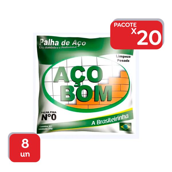 Palha De Aço Nº 0 Aço Bom - 20x8 Un