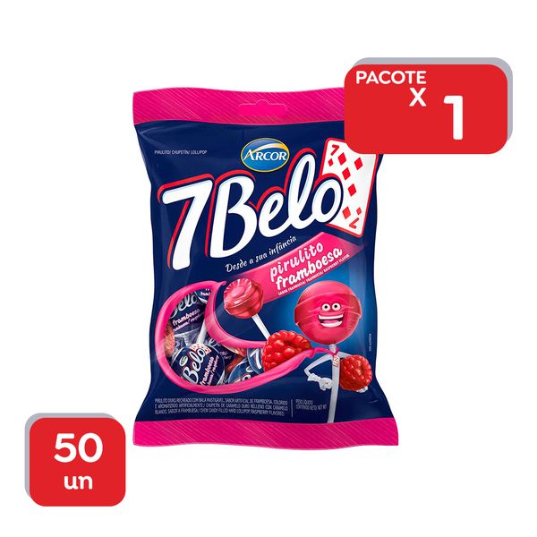 Pirulito 7Belo Framboesa Arcor - 1x50Un