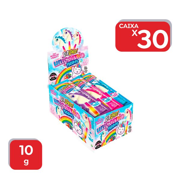 Pirulito Dip Loko Neon Unicórnio 10g - 30x10g