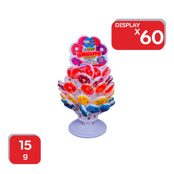 Pirulito Dip Loko Torre Lollipop Donuts 15g - 60x15g