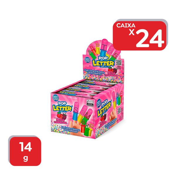 Pirulito Pop Letter Frutas Vermelhas 14g - 24x14g