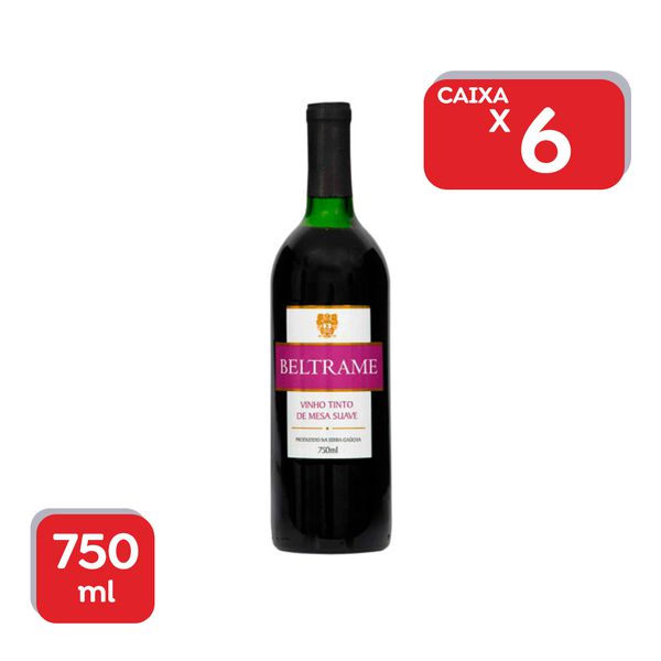 Vinho Nacional Beltrame Tinto Suave 750ml - 6x750ml.